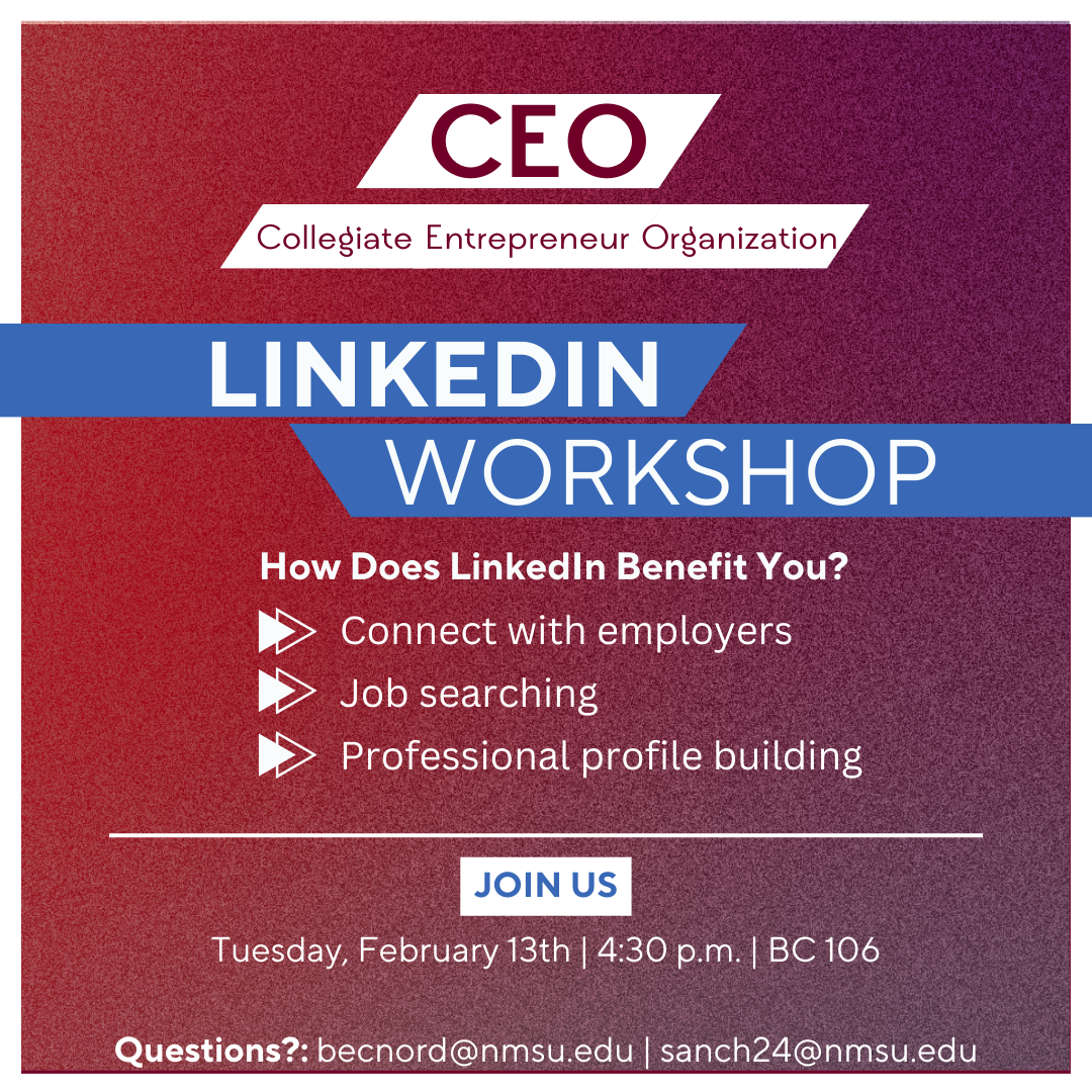 LinkedIn Workshop 2/13 | New Mexico State University - BE BOLD. Shape ...